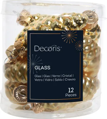 Produktbild von Christbaumschmuck Zapfen 6cm Glas 12 Stück - Hellgold