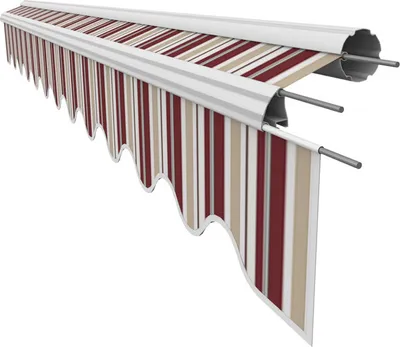 Produktbild von Leudus Markisenstoff mit Volant für 4x3m Markisen Markisenersatzstoff Markisentuch Sonnenschutz fertig genäht (3,83x3m SPD088)