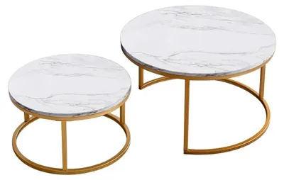 Immagine prodotto di Tavolino rotondo - Tavolino da soggiorno in marmo e metallo - Design moderno - Ideale per il soggiorno - Portata massima di 30 kg - Colore oro