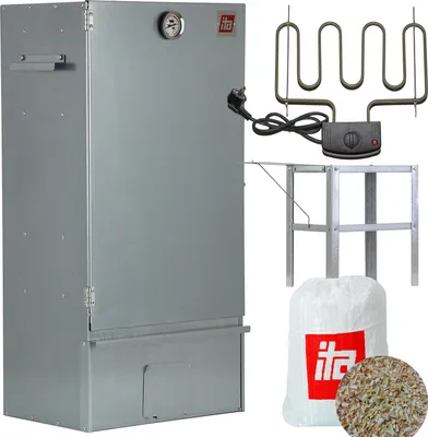 Produktbild von ITA Räucherofen 7001 - Premium Räucherschrank mit 3 Etagen 81 cm - Legierter Stahl - Qualität  EU - Smoker - Direkt vom Hersteller