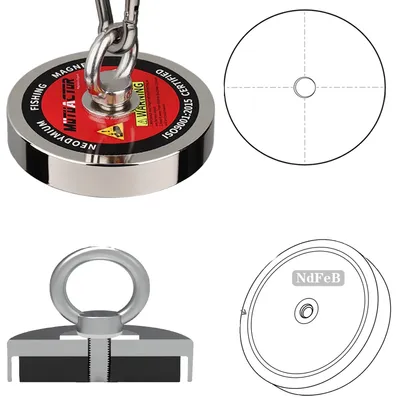 Produktbild von Rettungsmagnet, Neodym-Magnet, hohe Zugkraft, 450KG, magnetische Zugkraft