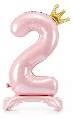 Zdjęcie produktu dla Jasnoróżowy balon foliowy z cyfrą 2, stojący, 84 cm