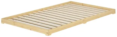 Produktbild von Stabiles Gästebett extra niedriges Bettrahmen Futonbett 120x200 Kiefer klar lackiert V-60.47K-12Rollrost inkl.
