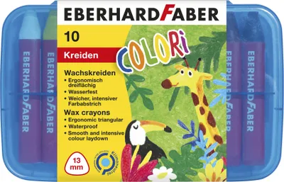 Image de EBERHARD FABER Craies de cire triangulaires, 8+2 étui plastique