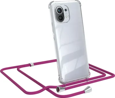 Produktbild von EAZY CASE Handykette kompatibel mit Xiaomi Mi 11 5G, Handyhülle mit Umhängeband, Handykordel, Schutzhülle Clear, Band in Rosa