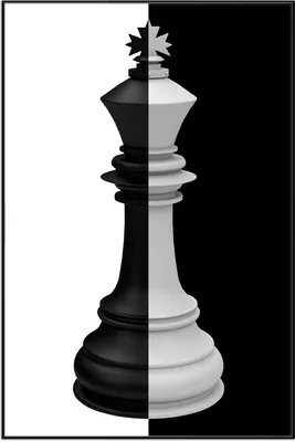 Produktbild von Wallario Wandbild Schachfigur schwarz-weiß, Größe: 61 x 91,50 cm, Poster mit schwarzem Aluminiumrahmen