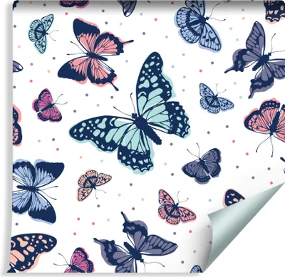 Produktbild von 10m VLIES TAPETE Rolle Kinderzimmer Schmetterlinge Natur Kugel Punkte XXL