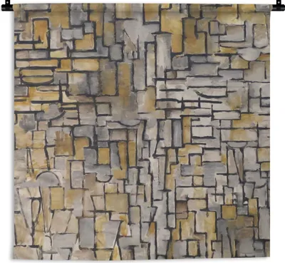 Produktbild von MuchoWow® Wandteppich Wandbehang Mondrian - Kunst - Alte Meister 90x90 cm Tapisserie Dekoration Wandtuch - Wandaufhänger