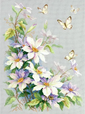 Immagine prodotto di Magic Needle Zweigart, set per ricamo a punto croce "Clematis", schema a contatura, 28x39 cm