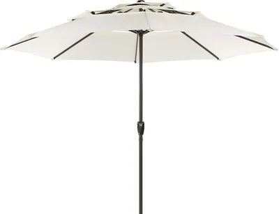 Produktbild von BELIANI Sonnenschirm Beige Stoff ⌀ 285 cm Achteckig 3-lagig mit Kurbel Winddach Stahlgestell Modern Marktschirm Garten Balkon Terrasse Ausstattung