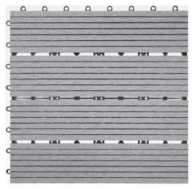 Produktbild von WPC Bodenfliese Rhone, Holzoptik für Balkon/Terrasse, 11 Stück à 30x30cm = 1m² - Basis grau