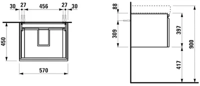 Obrázek produktu pro LAUFEN Laufen toaletní skříňka LAUFEN PRO S 570x390x450mm 1 zásuvka bílá ma