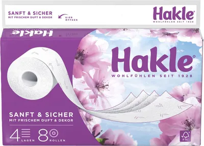 Produktbild von Hakle Sanft & Sicher (4-lagig, 8 Rollen)