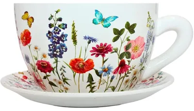 Obrázok produktu pre Omgoods – Farebný keramický kvetináč s motívom, 28 x 24 x 14 cm