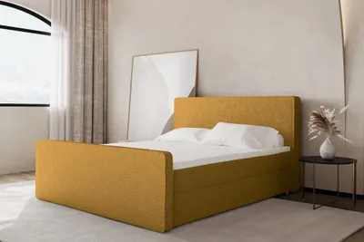 Produktbild von Boxspringbett Schlafzimmerbett CELES 200x200cm Stoff Ascot Senf
