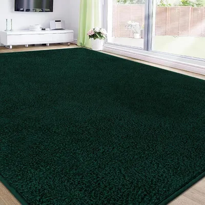 Wohnzimmerteppich 160x230 cm, weicher Plüsch, Grün, waschbar