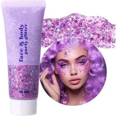 Produktbild von Body Glitter Gel Holographic Deep Purple für Gesicht, Haare, Nägel & Körper