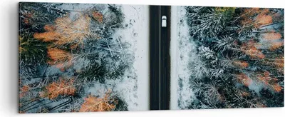 Produktbild von Bild auf Leinwand - Leinwandbild - Einteilig - Wald Weg Schnee - 140x50cm - Wand Bild - Wanddeko - Wandbilder - Leinwanddruck - Bilder - Wanddekoration - Leinwand bilder - Wandbild - AB140x50-4654