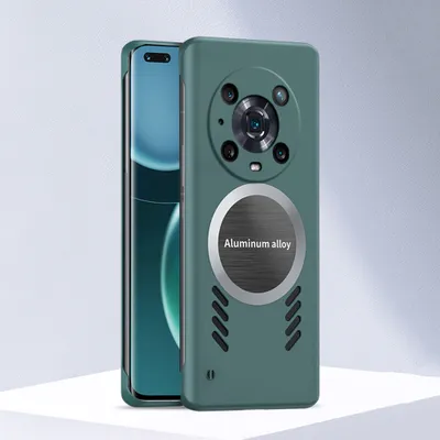 Produktbild von Honor Magic4 Pro Hülle, Frameless PC Matt Kühlabdeckung Loch Wärmeableitung Schutzhülle für Honor Magic4 Pro Grün