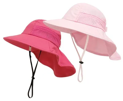 Immagine prodotto di Cappello da sole per bambini, unisex, con sciarpa, adatto per neonati e bambini piccoli, età 6-24 mesi, colore rosa chiaro e rosa