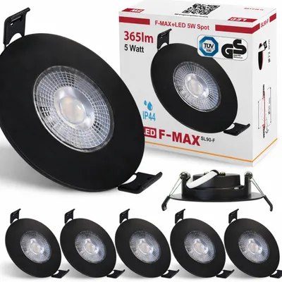 Produktbild von 6 x Maxkomfort F-MAX SL90-F Einbauspot 3-Stufen-dimmbar IP44 5W Schwarz