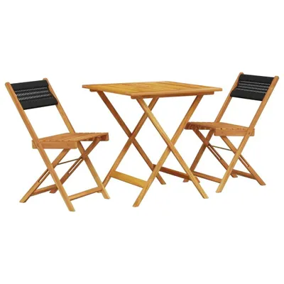 Produktbild von vidaXL 3-tlg. Bistro-Set Schwarz Polypropylen und Massivholz