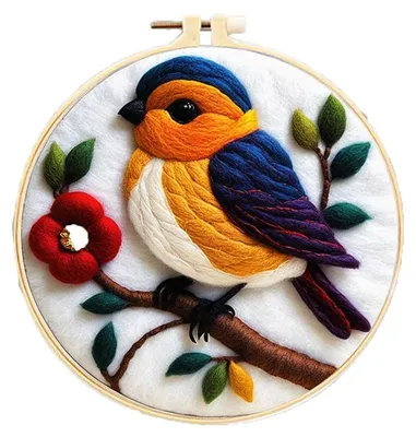 Produktbild von Filzfilzen Stickset Vogel - Filzen mit Märchenwolle Wandbild ab 9 Jahren