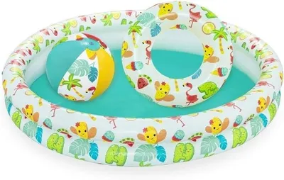 Produktbild von Planschbecken Set Clownfish 122x20cm mit Schwimmreifen und Wasserball