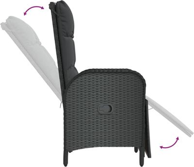 vidaXL Garten-Relaxsessel mit Kissen 2 Stk. Poly Rattan Schwarz