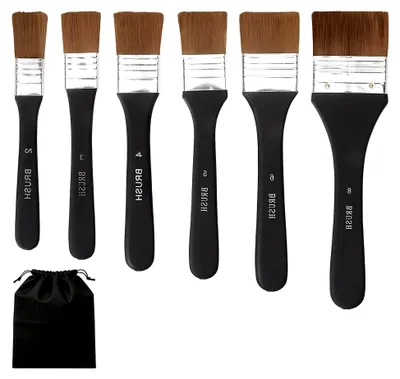 Produktbild von Set mit 6 Acrylpinseln und Aufbewahrungstasche