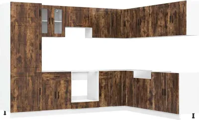 Produktbild von 14-tlg. Küchenschrank-Set Porto Räuchereiche Holzwerkstoff