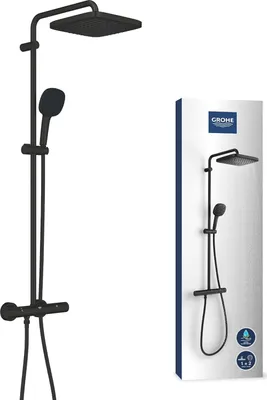 Immagine prodotto di Shower column with thermostatic mixer - Water saving - GROHE Vitalio Comfort 250 - Matt black - 266962431