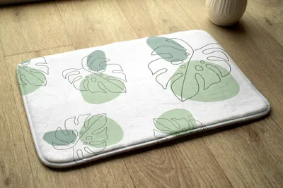 Produktbild von Badteppich Saugfähige - Badezimmer Teppich - Rutschfester Badvorleger Badematte - 75x45 cm - Monstera-Blätter