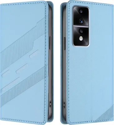 Produktbild von Hülle für Honor 80 GT, Kunstleder Brieftaschen Handyhülle mit Kartenfach und Standfunktion Hellblau