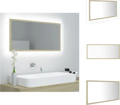 Produktbild von vidaXL LED-Badspiegel Sonoma-Eiche 90x8,5x37 cm Acryl -  Badezimmerwaschtische