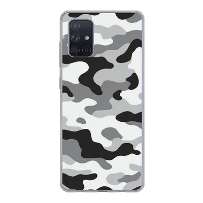 Produktbild von MuchoWow® Handyhülle Schutzhülle Hülle für Samsung Galaxy A51 Schwarz-weißes Camouflage-Muster Silikon Softcase Handy Hülle - Schutzabdeckung