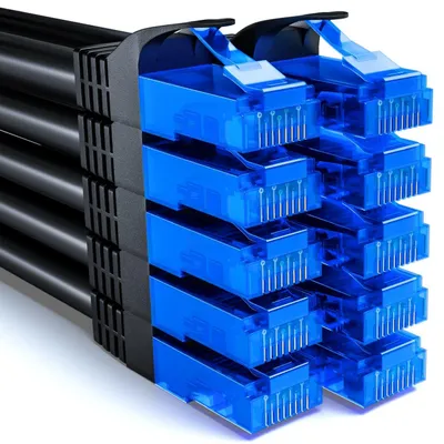 Produktbild von deleyCON 1m CAT6 Netzwerkkabel Set U-UTP RJ45, 10 Stück - Schwarz