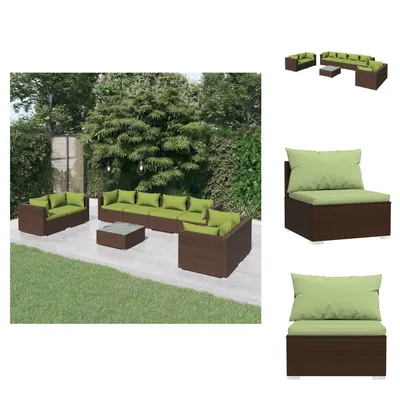 Produktbild von vidaXL 9-tlg. Garten-Lounge-Set mit Kissen Poly Rattan Braun -  Gartenmöbel-Sets