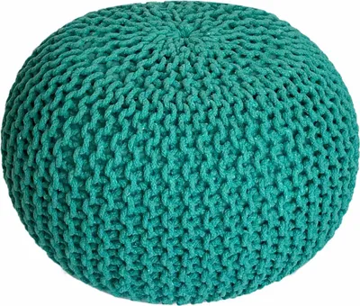 Produktbild von Sitzpouf Strickhocker Grobstrick handgeknüpft Ø 55 cm grün