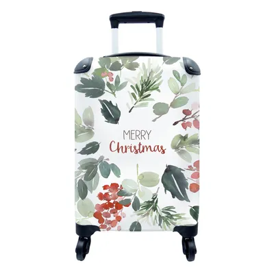 Produktbild von MuchoWow® Koffer Handgepäck Trolley Rollkoffer Kleine Reisekoffer mit 4 Rollen - Weihnachten - Zitat - Aquarell - Cabin Size < 55x40x23 cm & 55x40x20 cm - Fotokoffer - Kabinenkoffer - Boardgepäck - Reise-Box - Reisekoffer - Reisegepäck - Koffer mit Bild - Trolley für Kinder