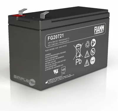 Zdjęcie produktu dla Bateria ołowiowo-kwasowa Fiamm FG20721, 12V, 7,2Ah, z zaciskami Faston 4,8mm, wymiary 151x65x94 mm, części zamienne