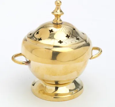 Produktbild von Räucherschale, Räuchergefäß Orient aus Messing Gold Höhe 11 cm für Räucherkohle
