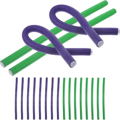 Produktbild von 2 Stück flexible Lockenwickler aus Schaumstoff für mittellanges Haar, hitzefrei und formbar, gegen Spliss, für zu Hause und unterwegs, zufällige Farbe