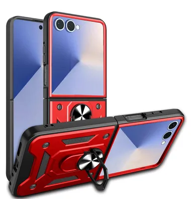 Produktbild von Outdoor Panzer Hülle mit Kameraschutz Ringhalter für Samsung Galaxy Z Flip 8 Rot