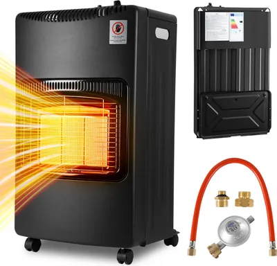 Image de Jayseuw Chauffage radiant à gaz Chauffage à gaz 4200 watts avec tuyau et détendeur,brûleur céramique infrarouge,bouteilles de butane ou de propane jusqu'à 15kg Avec convertisseur allemand-européen