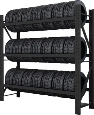 Produktbild von Reifenregal 200x60x200cm 300kg (3-lagiger) Regale Schwerlastregal Schwarz
