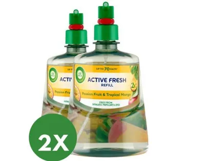 Produktbild von Air Wick Active Fresh Nachfüllpackung für automatischen Lufterfrischer, Tropische Mango & Maracuja 2x228ml