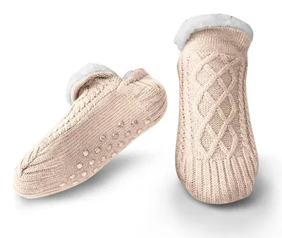 Produktbild von Kuschelsocken Damen Herren Stoppersocken Warm 35/39 EU Beige 1 Paar