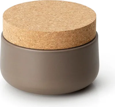 Image de Continenta Boîte en céramique avec couvercle en liège, taupe mat 3831