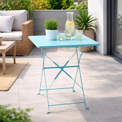 Klapptisch Bistrotisch Outdoortisch Campingtisch Türkis 60x60xH71cm Metall